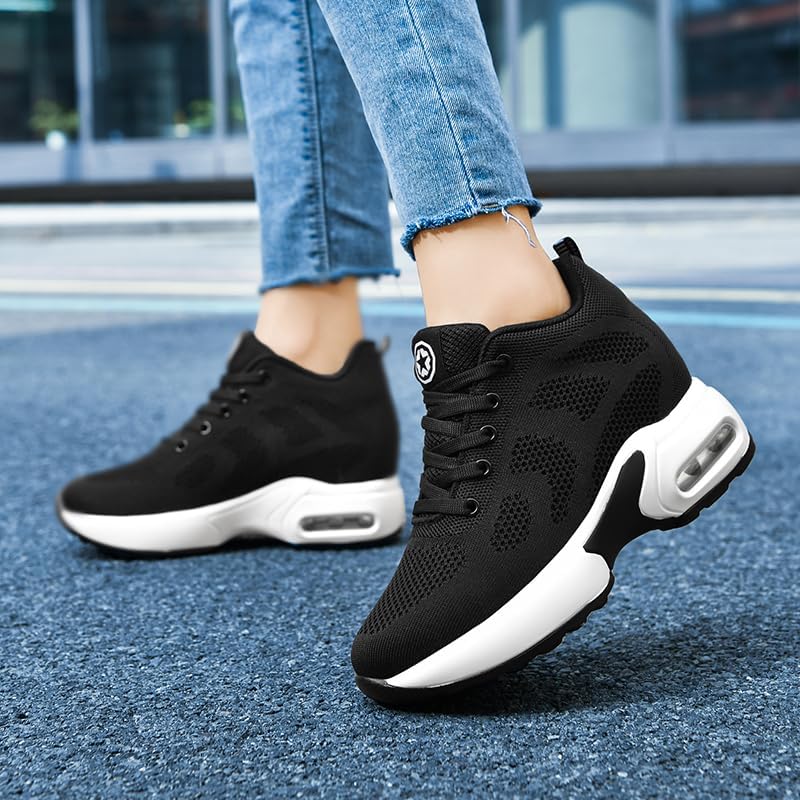 Women's Wedge Sneakers Invisible High-Heeled Leisure Walking Shoes Breathable Air Cushion Casual Footwear - Image 5