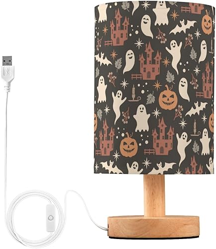 Halloween Party Bedside Table Lamp Cylinder Table Lamp Creative Night Light for Boys Kitchen Bathroom