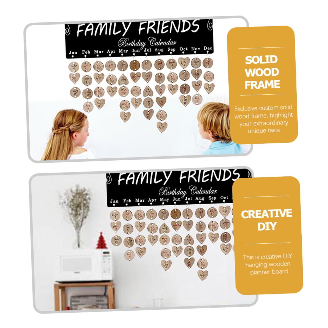 3 Set Di Calendario Dellavvento in Legno Unico Striscioni Di Compleanno Biglietti Di Auguri Promemoria Per La Famiglia Decorazioni Da Parete