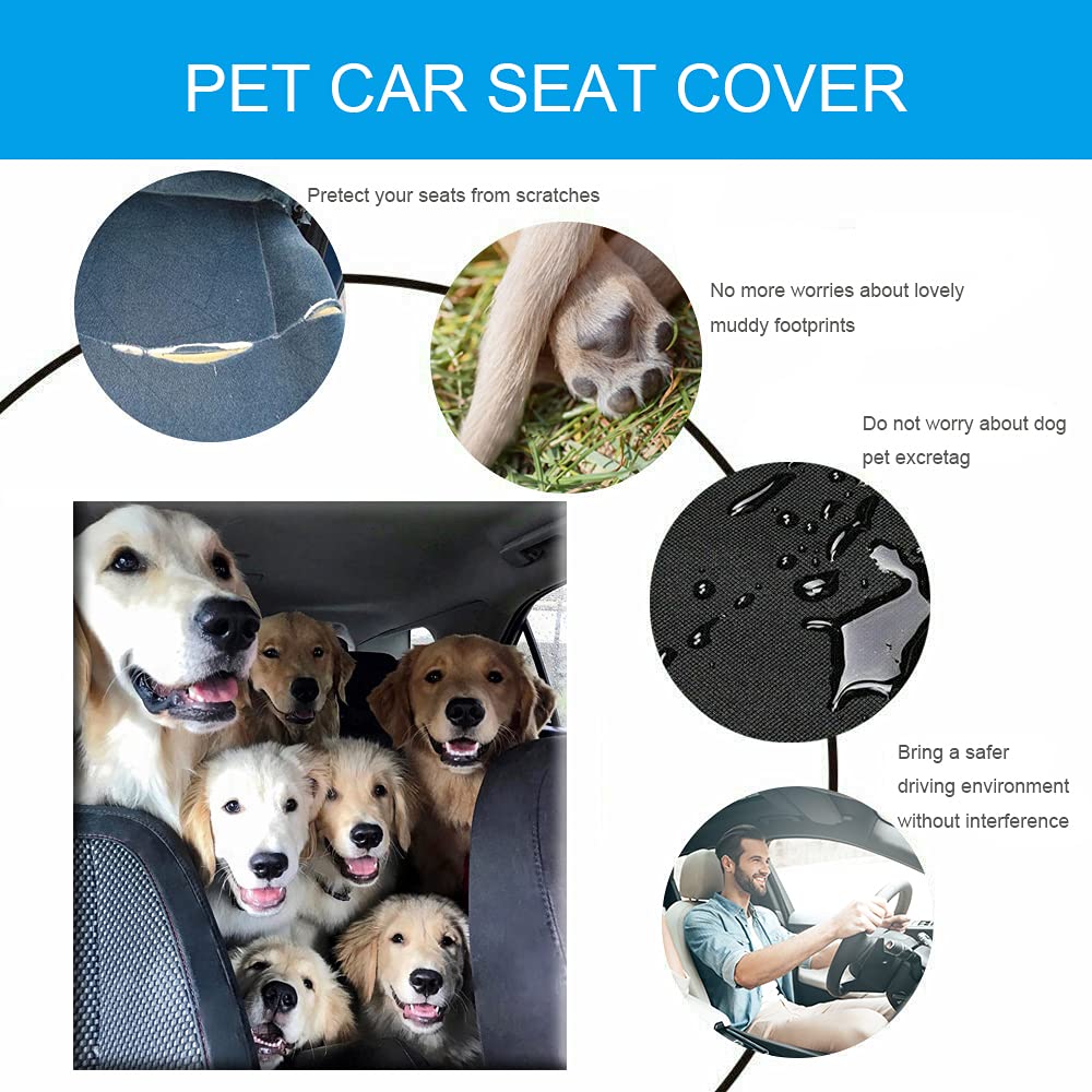 Petnice Pet Back Seat Covers, Waterproof Scratch Proof Nonslip Dog Travel Hammock with Seat Anchors for Cars Trucks SUV, Car Boot Liner — view 7