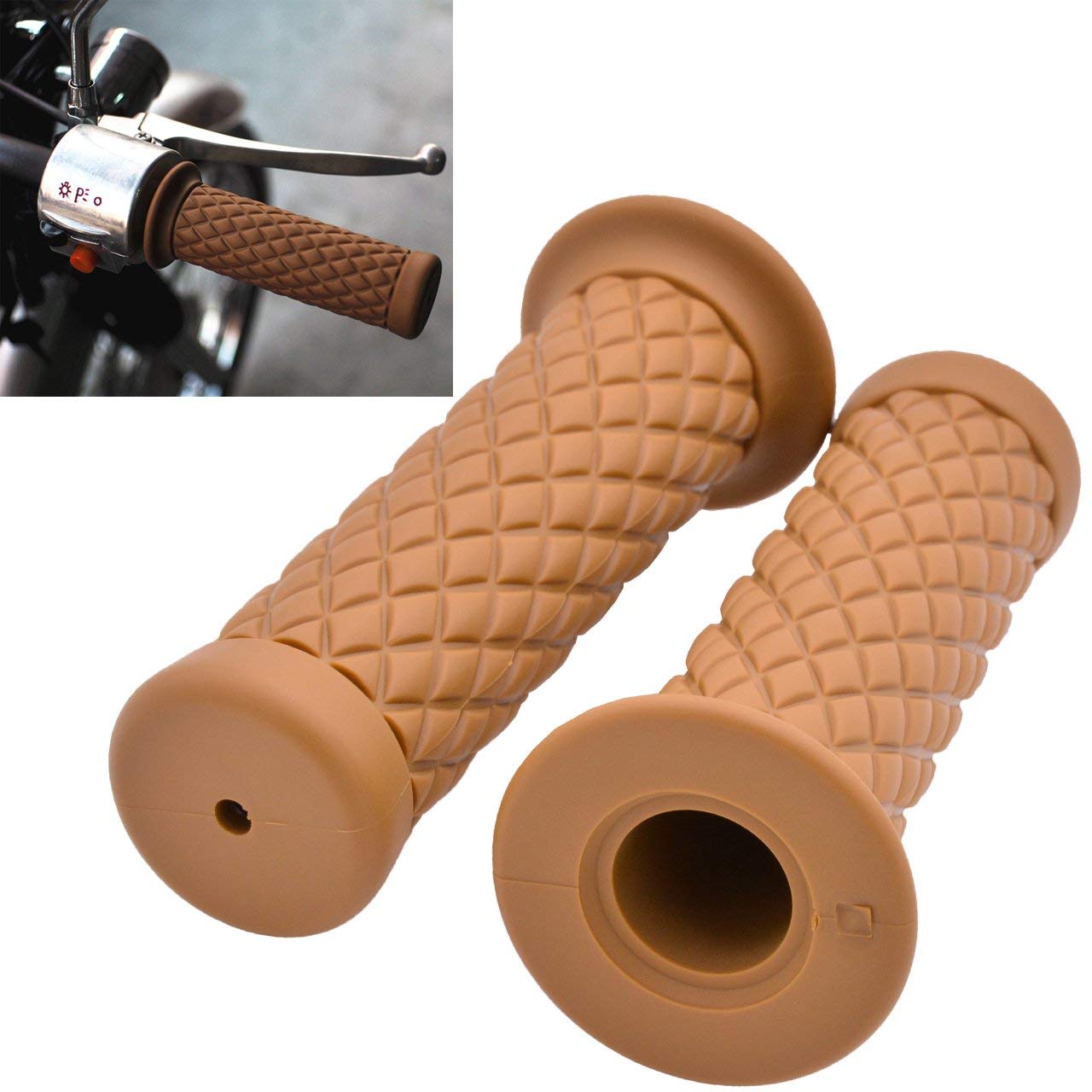 Speedwav Motorcycle Hand Grips Anti-Skid Handlebar Rubber Bar End Hand Yellow Motorbike Handlebar Grips for Suzuki Access 125 Antislipbhg721
