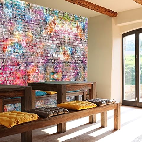 murimage Photo Wallpaper Colorful Stones 366 x 254 cm Including Paste Wall Mural 3D graffiti grunge art Bricks vintage urban kids room Cover