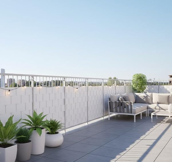 Striscia Banda Frangivista Fasce PVC Rotolo Schermo Privacy Recinzione Balcone Cancello Bianco - 4