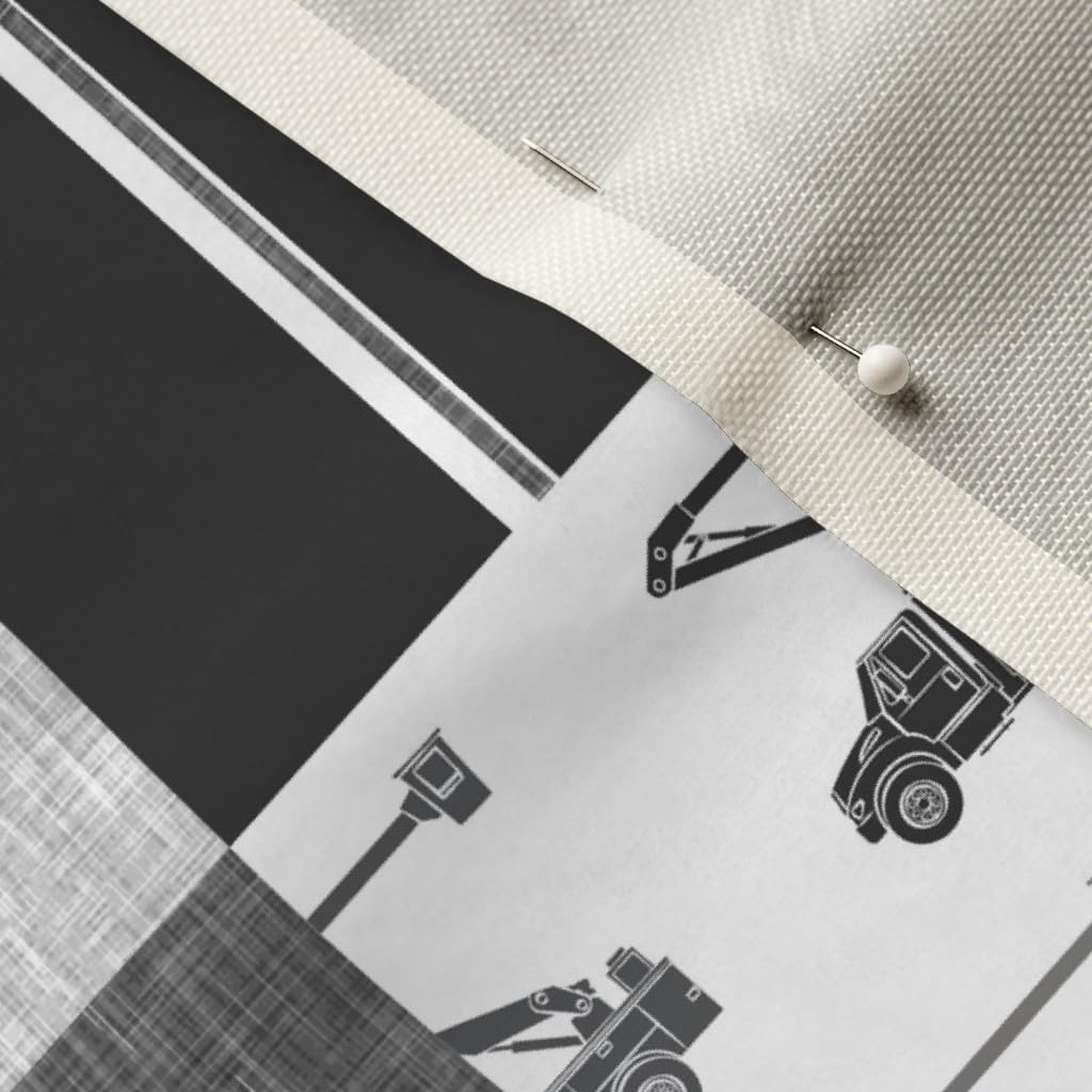 Spoonflower Fabric - Lineman Patchwork Quilt Top Wholecloth Cheater Bucket Trucks Buffalo Printed on Upholstery Velvet Fabric Fat Quarter - Upholstery Home Decor Bottomweight Apparel