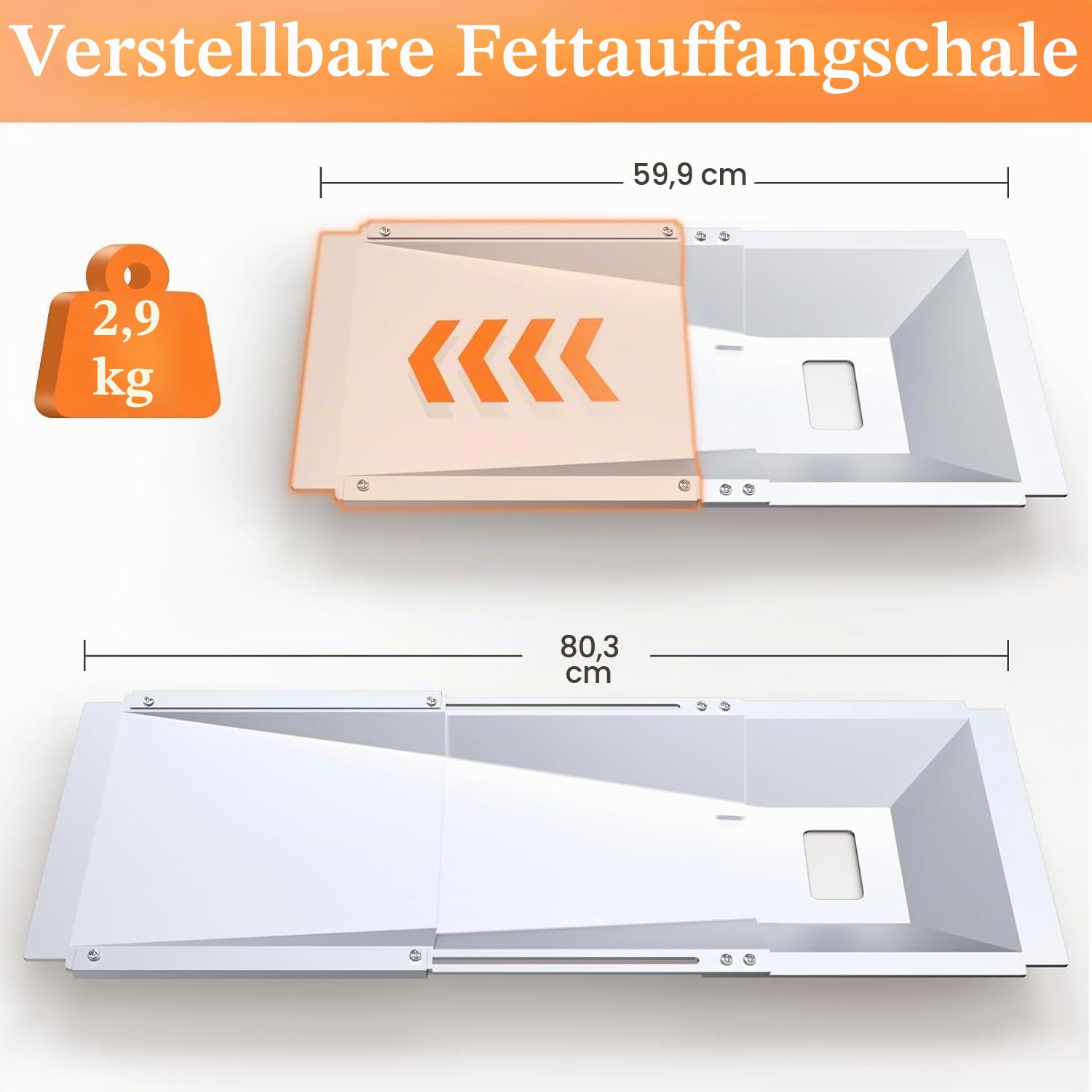 Uniflasy universal Fettauffangschale 60cm bis 80cm, Verstellbar Tropfpfanne für 3/4/5 Brenner Gasgrill von Charbroil, Dyna Glo, Nexgrill, Kenmore und mehr, Fettauffangschale