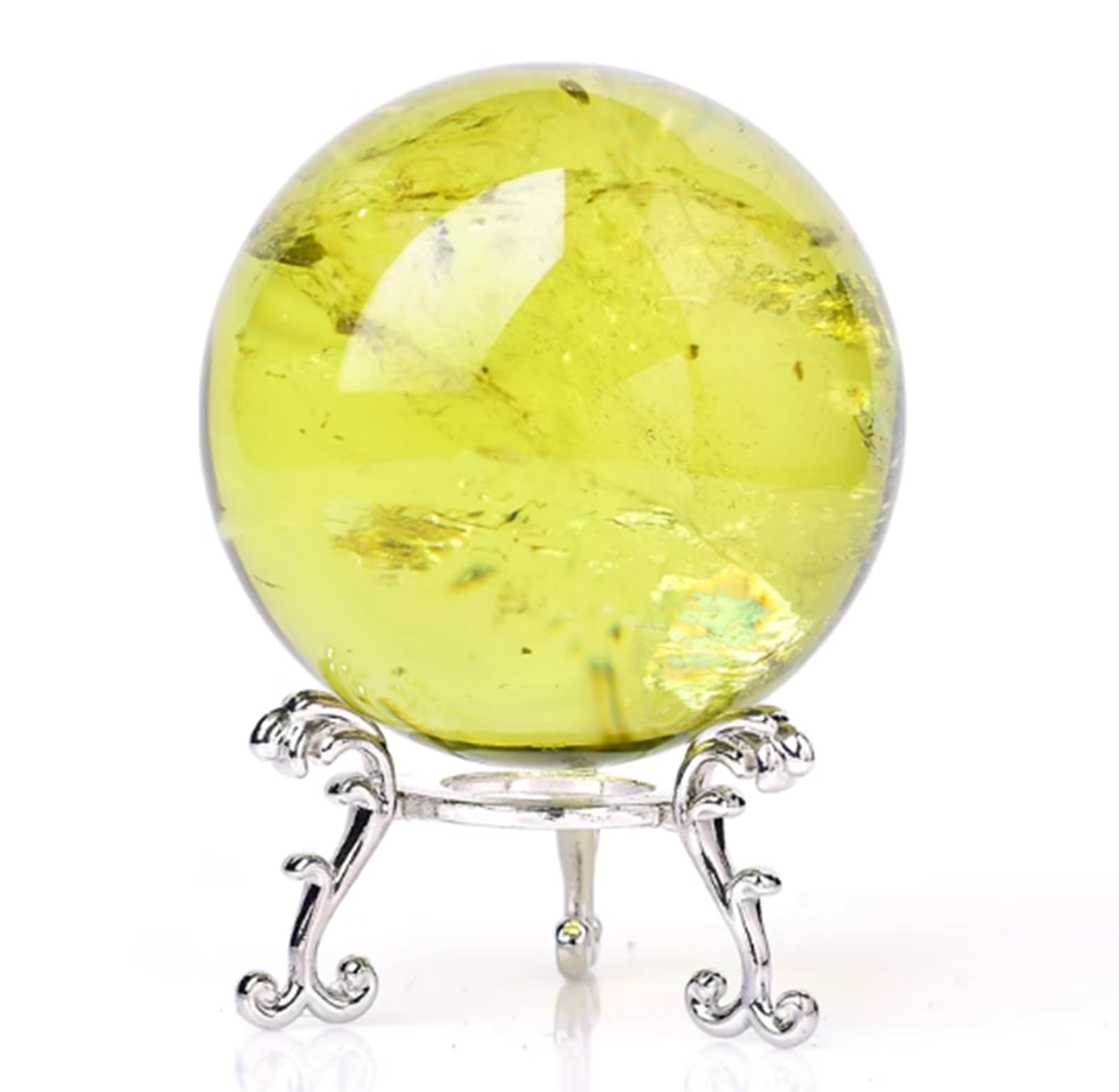 DPURPIWADY Citrine Crystal Sphere Polished Yellow Quartz Ball for Wealth and Protect The House, Home Office Decoration, Decorative Balls,60mm
