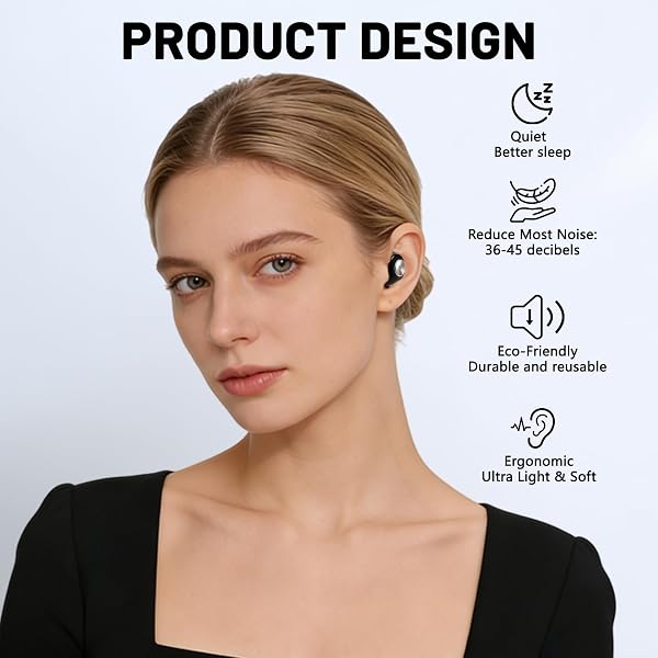 Bouchon d'Oreille Anti Bruit pour Dormir, 45dB Boule Quies Protection Auditive en Silicone Doux Réutilisable avec 3 Tailles (S/M/L) pour Sommeil, Concerts, Concentration et Voyage - 5