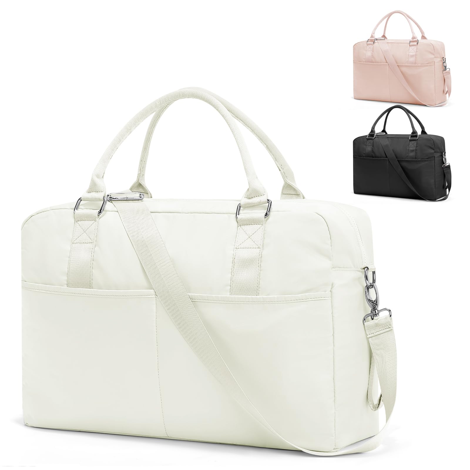 Gym Bag with Shoes Compartment Travel Duffel Weekend Overnight Carry on Bag, M4-Beige, 18.50*12.61*6.89 inches, Gym Bag