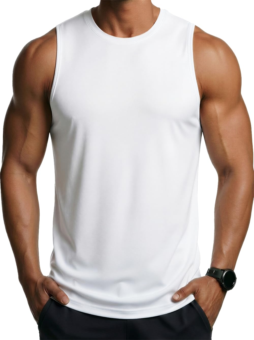 MAGCOMSEN Tank Top Herren Muskelshirts Leicht Rundhals Achselshirt Sommer Quick Dry Gym Trägershirt Fitness Ärmelloser T-Shirt