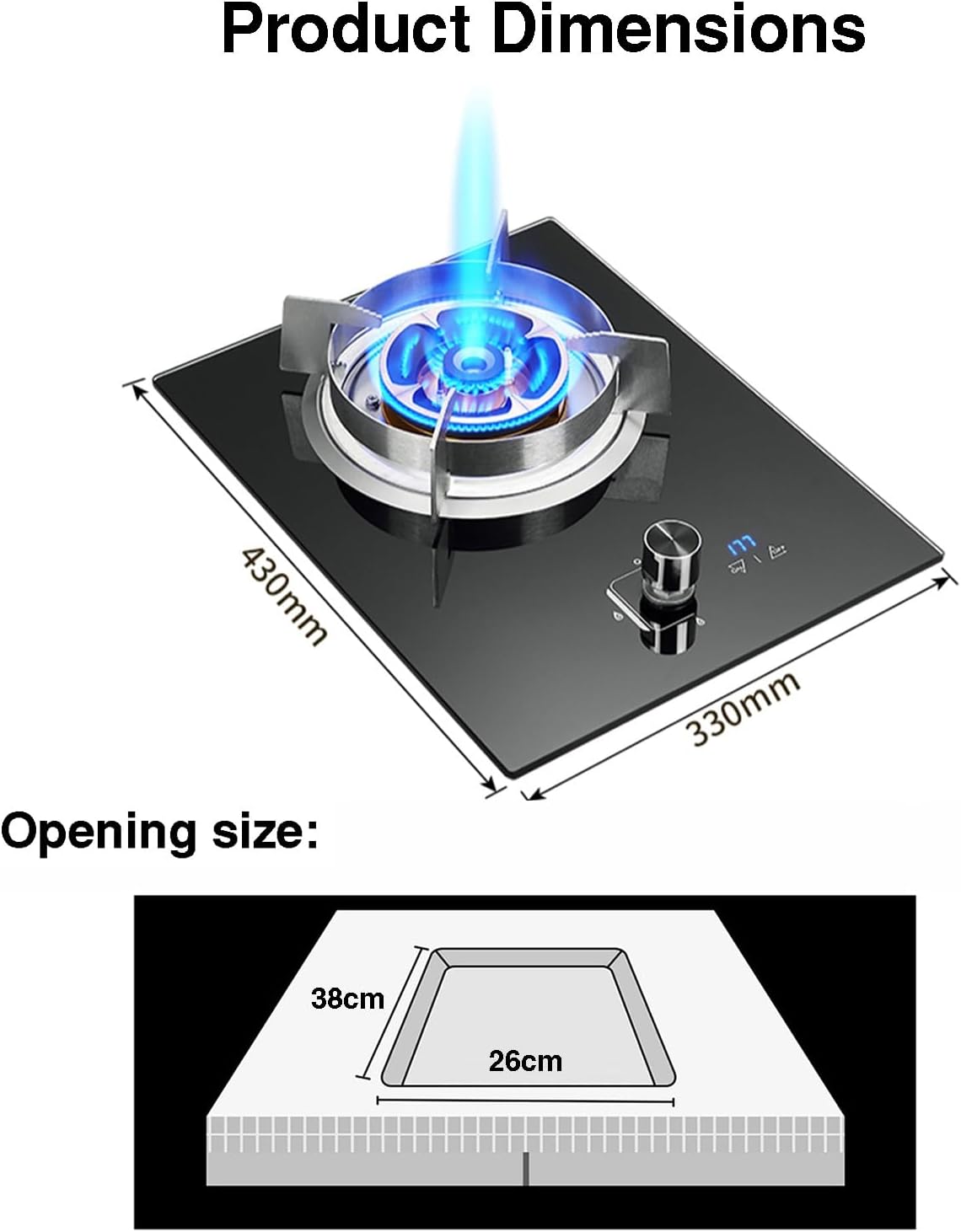 Gas Cooker with 1 Burner,5.2kw Fire Ring Countertop,Household LPG/Natural Stove,with 180min Timer and Flame Failure Protection,for Home Outdoor(NG)