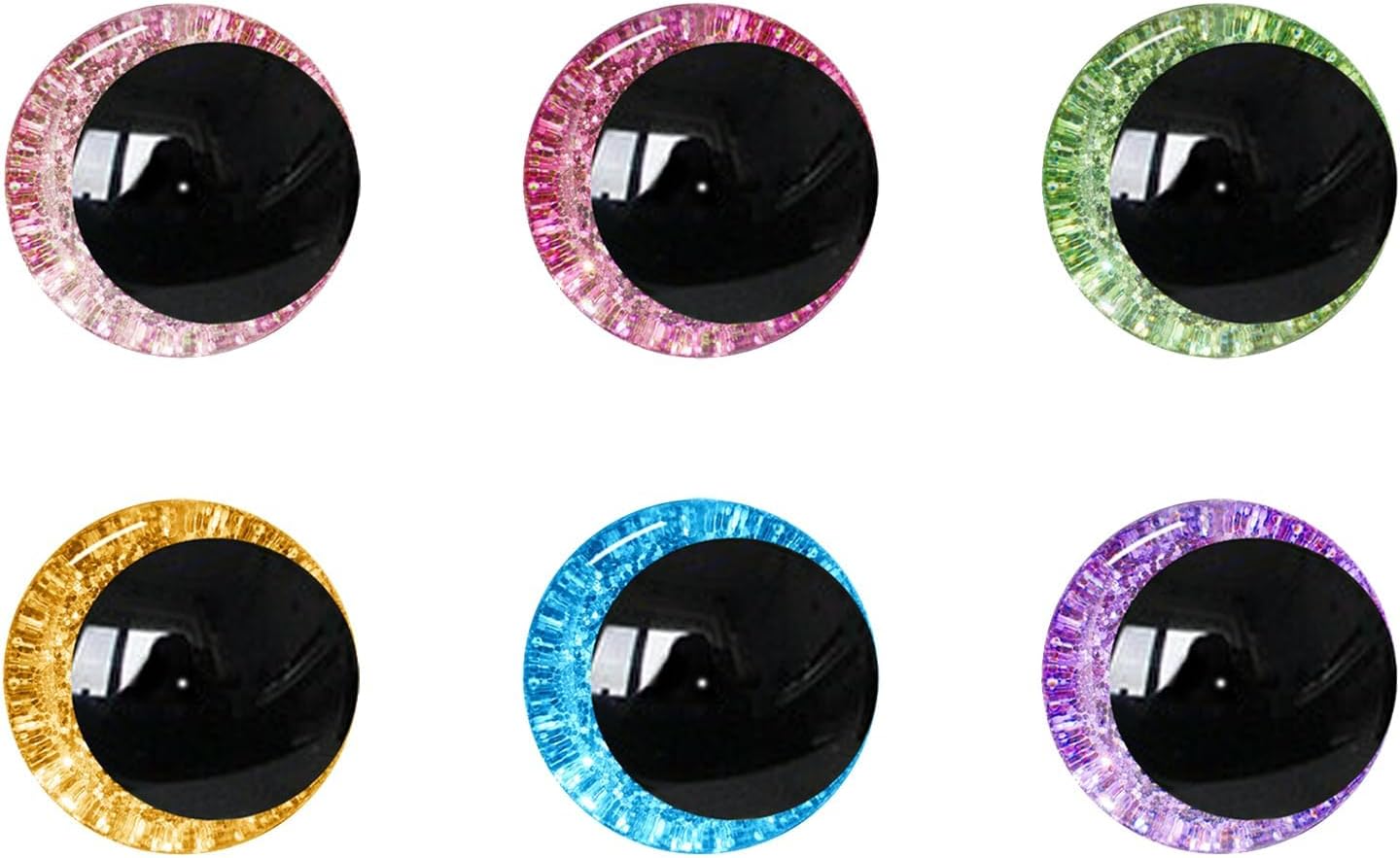 MUCUNNIA 2pcs 50mm 3D Glitter Safety Eyes for Crocheting with Washers Moon Crochet Amigurumi Eyes for Crochet Animals Craft Eyes Doll Eyes Stuffed Crochet Eyes for Crafts Gift for Crochet Lovers