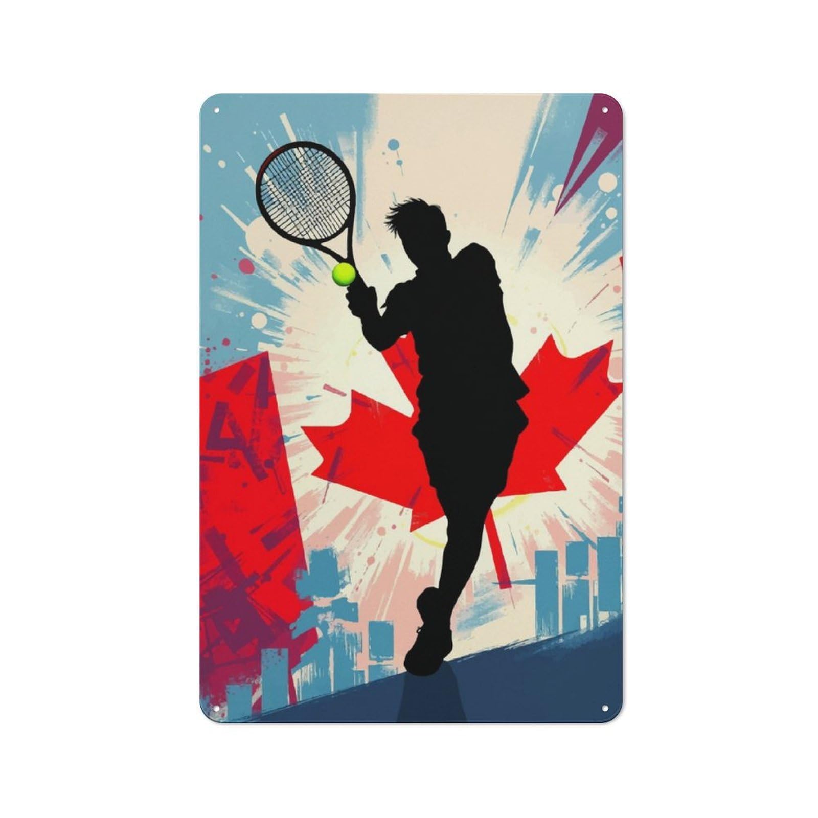 Junmoney Canadian Tennis Player Silhouette Vintage Printed Metal Sign 30X20cm For Bar Or Restaurant, For Restaurant Interior Fans