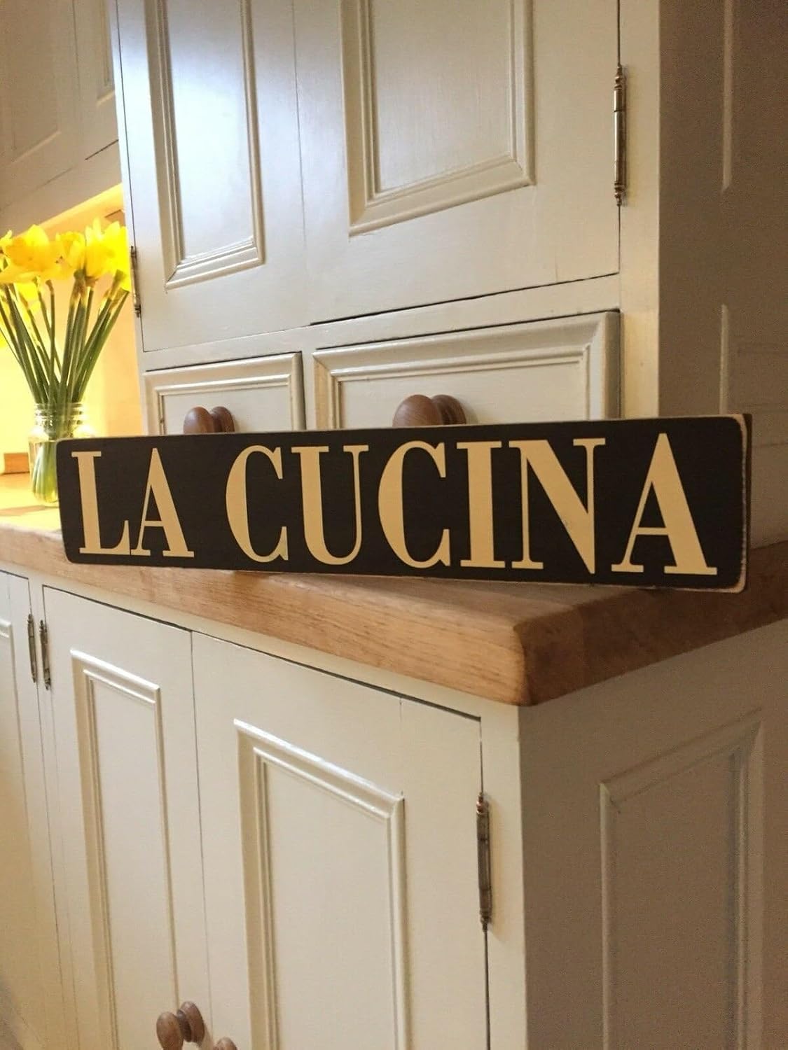 Busppoy Kitchen Signs Wooden La Cucina Italian Vintage Old Food Restaurant Pub Food 4x16 Inch