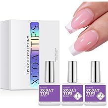 btartboxnails XCOATTIPS - Builder Gel Top Coat Set, French Tip Press on Nails with Builder Gel Top Coat Set