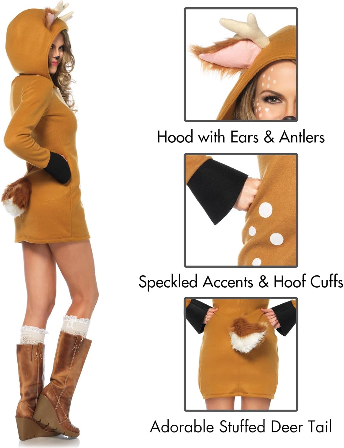 Leg Avenue Women's Hooded Cozy Fawn Halloween Costume - Image 4