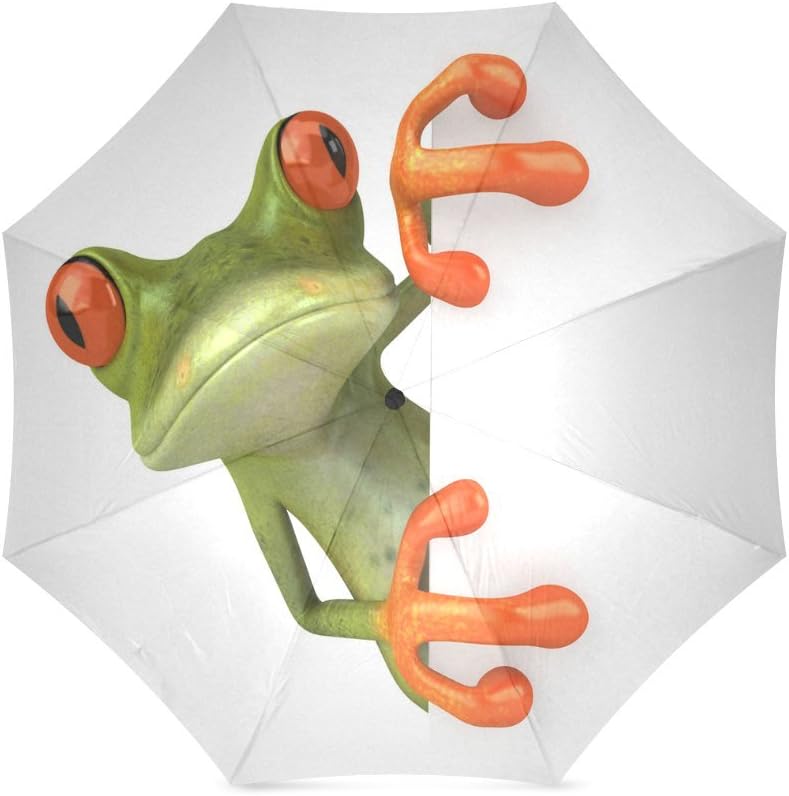 Cute Red Eyed Tree Frog Folding Rain Umbrella Parasol Windproof Travel Sun Umbrella Compact