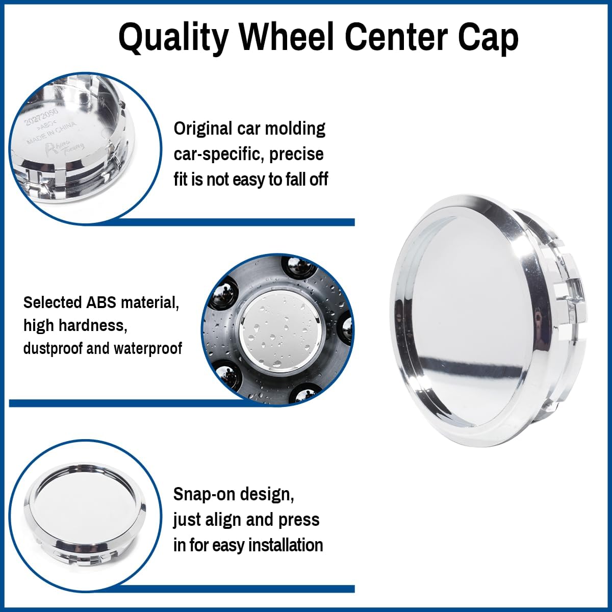 2.66In Wheel Center Cap for 2005-2014 Ford Mustang 16'' 17'' 18'' Rim Hubcap PN: BR33-1A096 4R33-1A096 5W1J-1A096 4R3Z-1130 5R3Z-1130 8R3Z-1130 , 4 PCS, Chrome
