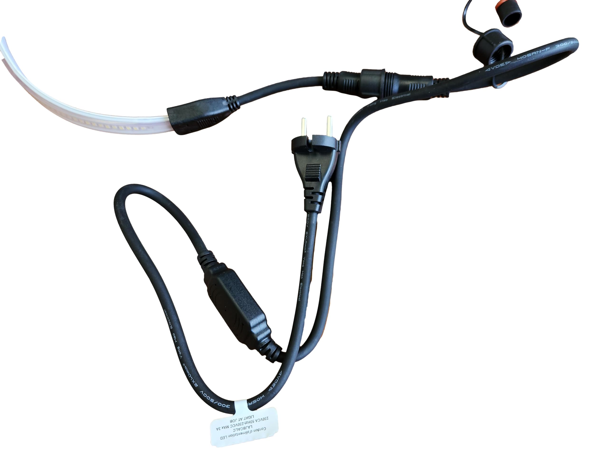 Carré Rouge - Ruban LED Connectable de Chantier, 5 Mètres - Prêt à Brancher, PVC, IP65-178 LED SMD, 2835/Mètre, 1200 Lumens/Mètres - 6000K