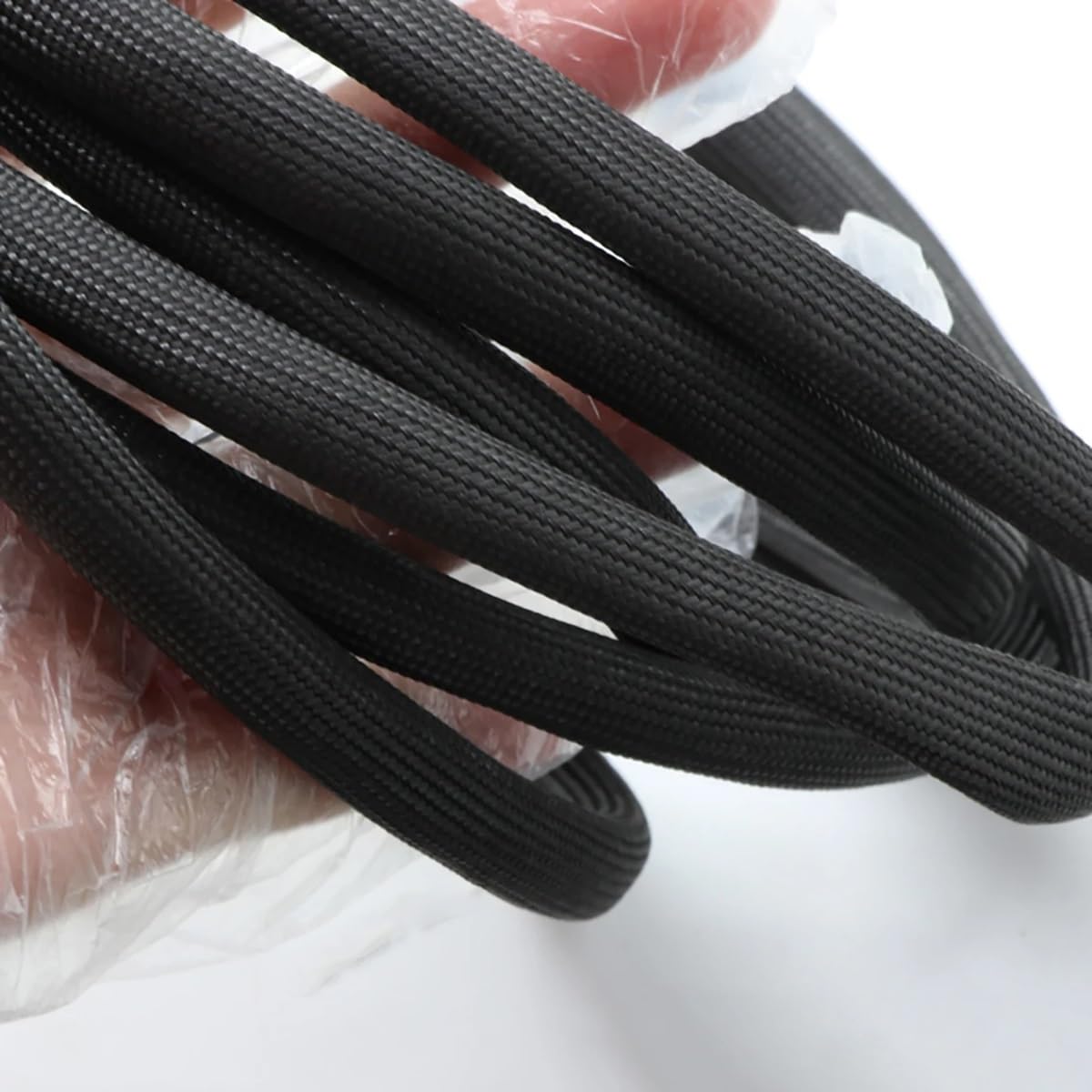 Guaina intrecciata espandibile in PET, Manica in fibra di vetro intrecciata 10 metri Taglie multiple Nero Bianco 600 gradi(10mm)