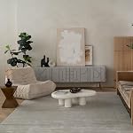 Rug Branch Oli Abstract Espace intérieur lavable Rug 4' x 6' gris & Zone contemporaine de Beige Rug, Tapis à faible épaisseur résistant aux taches pour le salon, Chambre, Salle à manger, Cuisine & Ministère de l ' intérieur