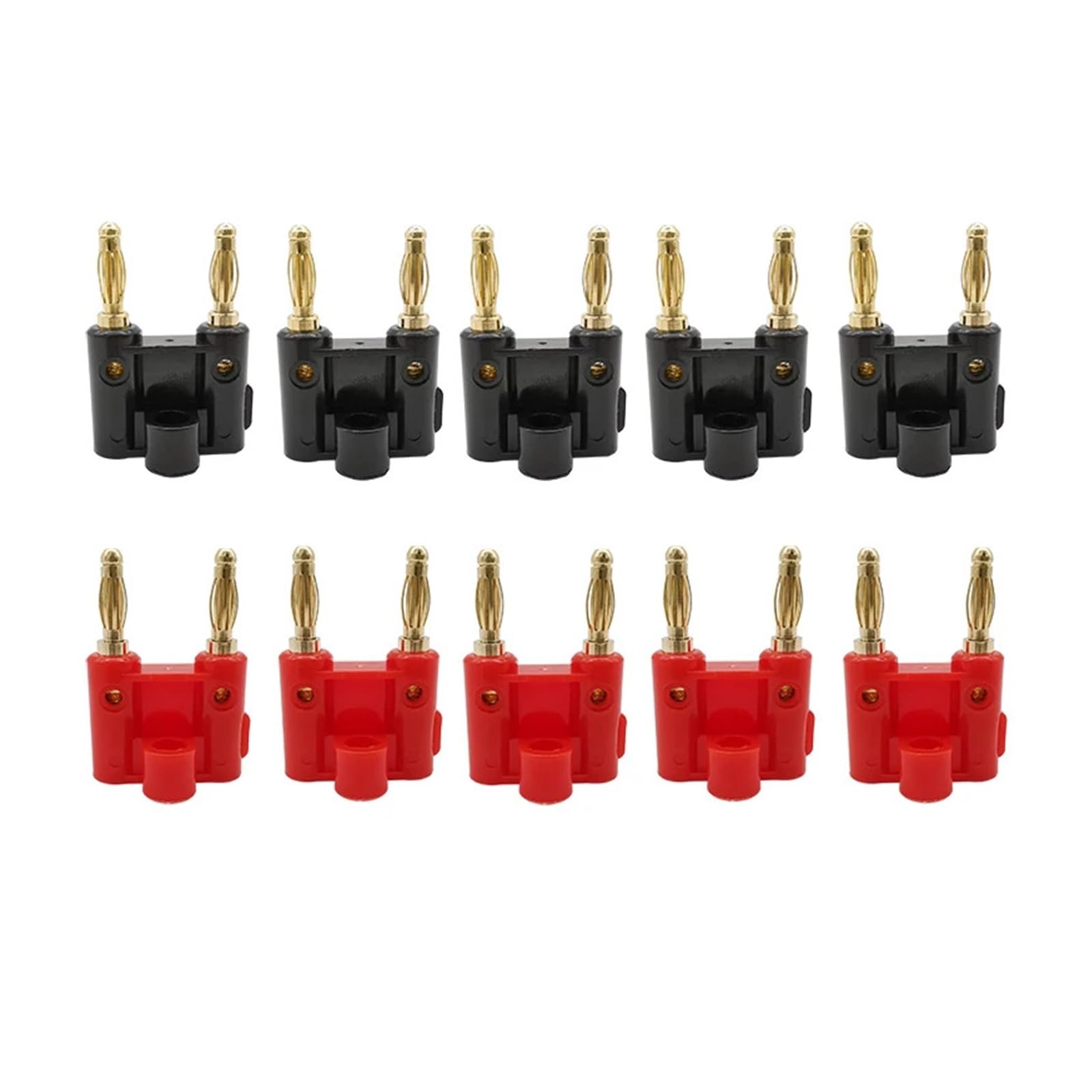 10 pezzi/5 paia di connettori a doppia fila da 4 mm per altoparlanti audio a banana tipo terminale coppia adattatore presa HCHDTDT