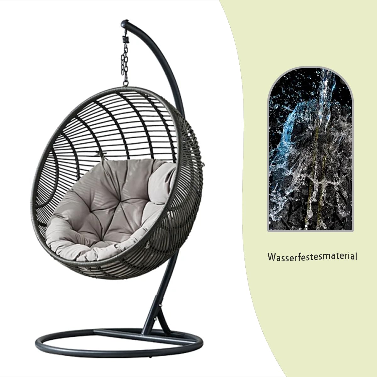 Cuscino per Sedia Rotondo Spesso, Cuscino Impermeabile per Sedia A Forma di Uovo, Cuscino per Sedia A Dondolo Spesso per Giardino, Balcone E Soggiorno,Cachi,70×70