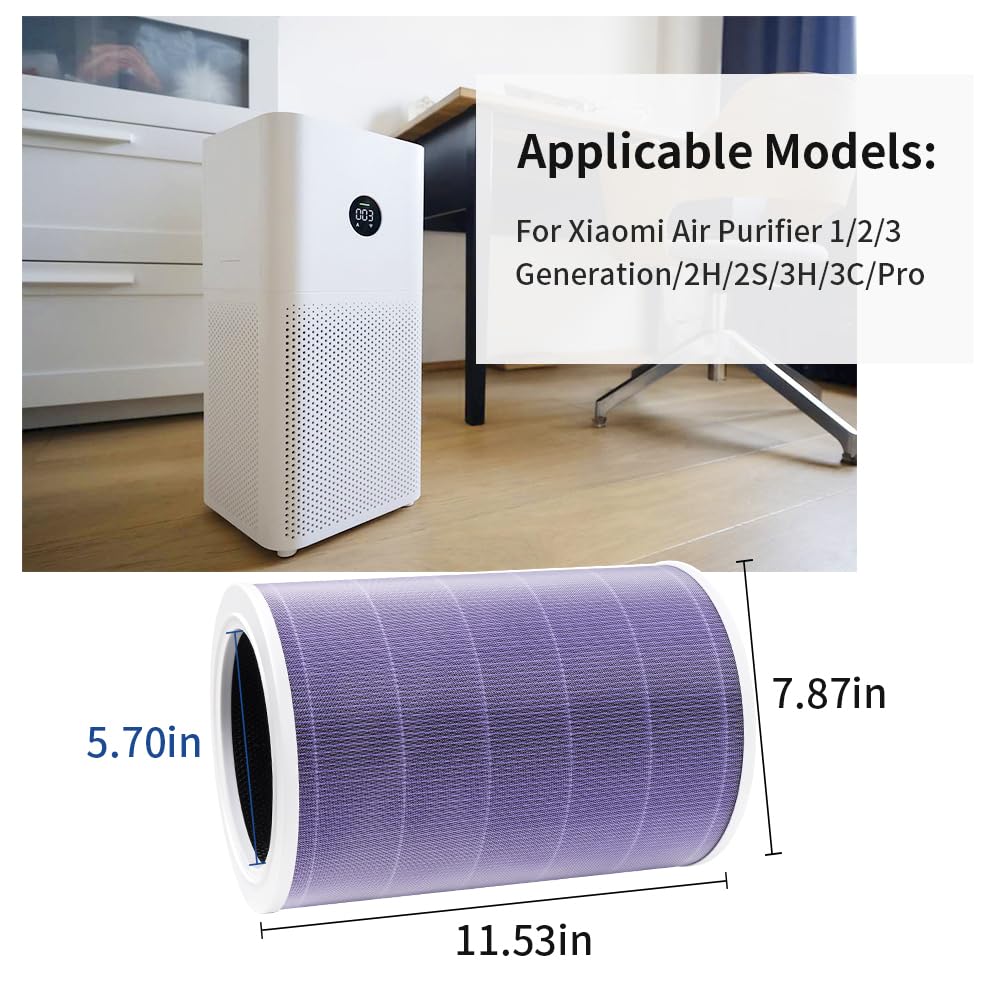 Filtro Aria Di Ricambio Per Xiaomi Mi Purificatore 1/2/2s/2c/2h/3/3s/3c/3h - Carboni Attivi E HEPA, Codice M8R-FLH
