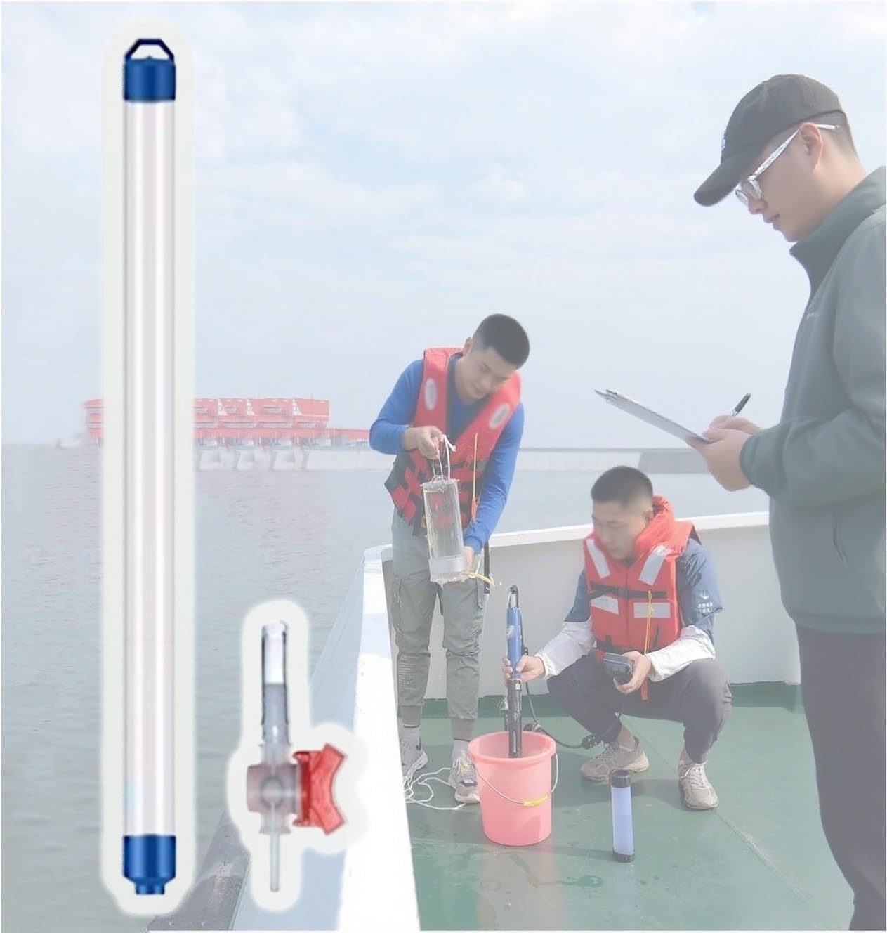 Liquid Sampler 0.25 0.5 1 L PVC Water Sample Collection Tube for Testing, Water Sampling Tube with Gravity Water Stopper Ball & Valve(Blue(250ml),2 Pieces)