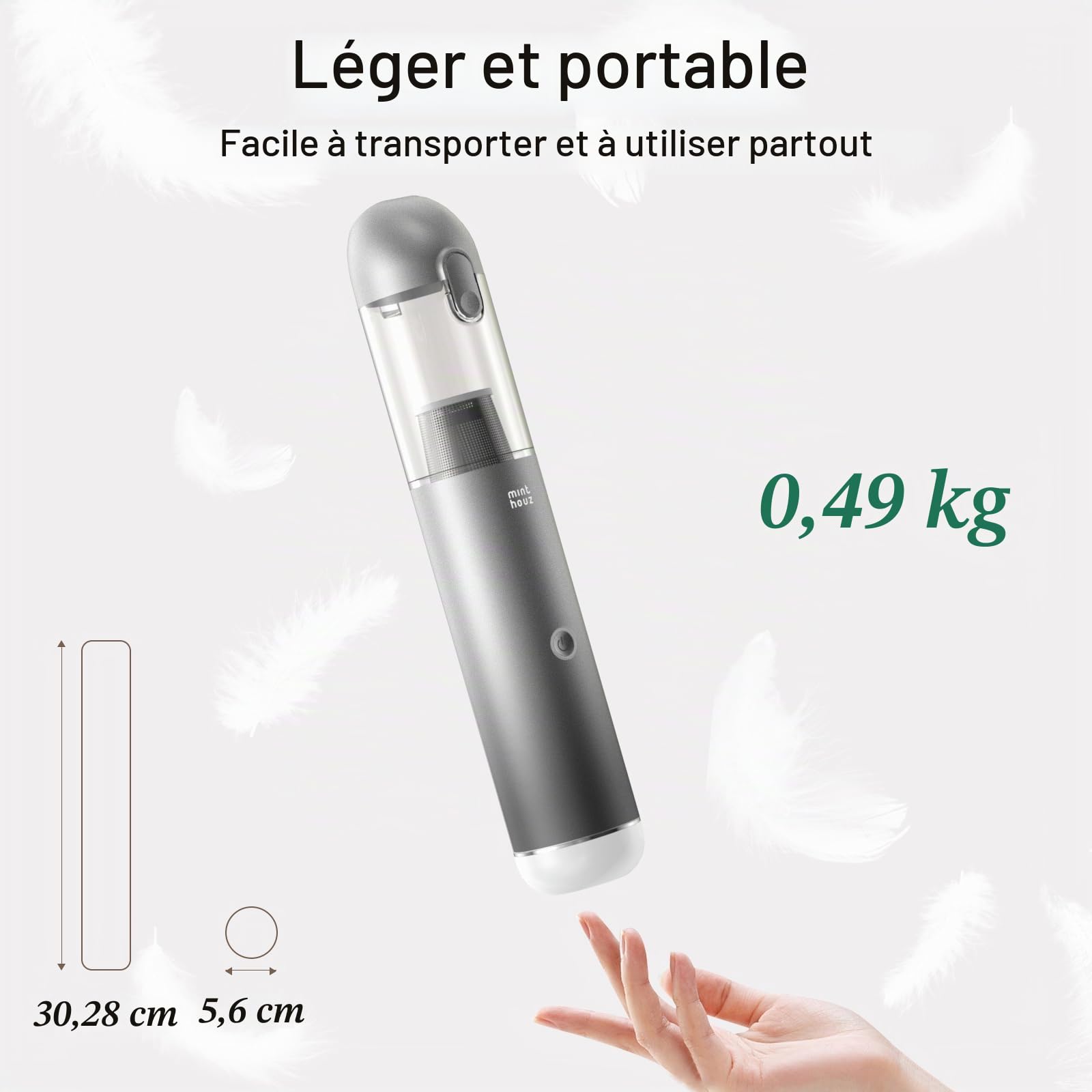 Minthouz Aspirateur Voiture, 17000PA Portable Mini Aspirateur a Main,Multifonctions pour La Maison, La Voiture, Le Bureau