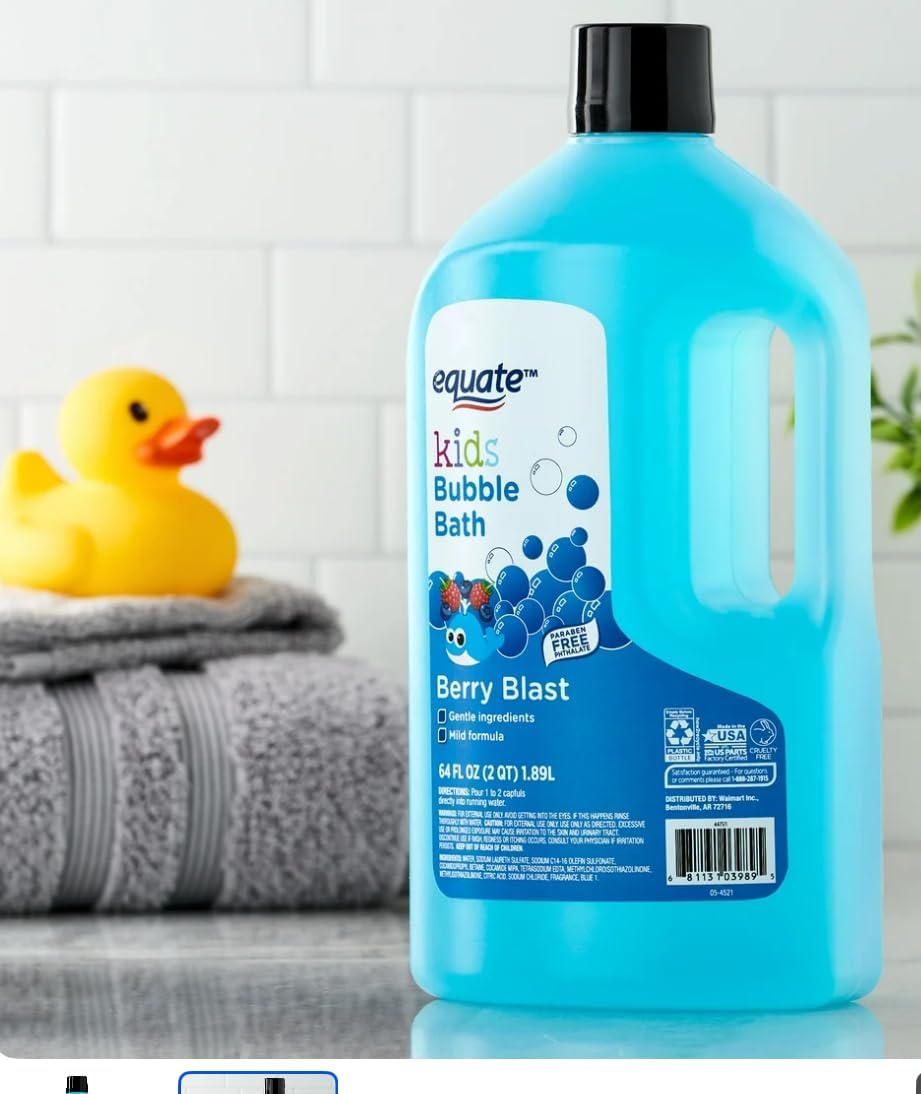 Equate Kids Bubble Bath, Berry Blast Scent, Gentle Formula, 64 Fl Oz