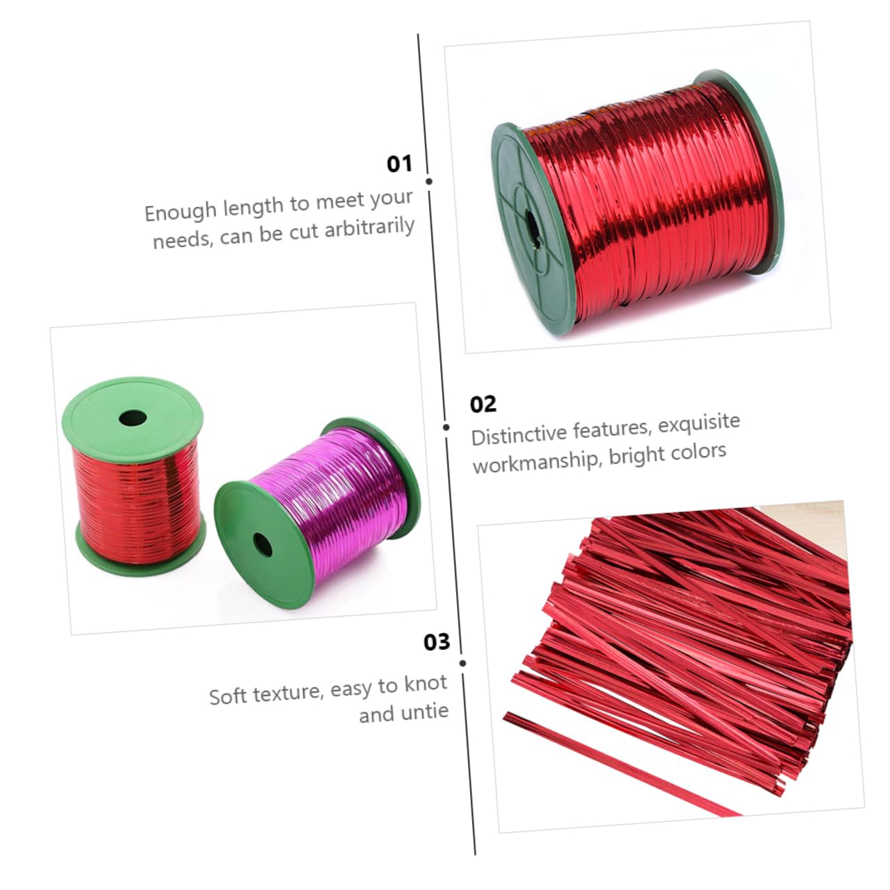 DOITOOL 3 Rouleaux Ruban de Noël Rouge pour Décoration Festive Nœud Ruban Décoratif Chic pour Gâteau et Fleurs Bolduc de Fête Lumineux et Facile à Installer