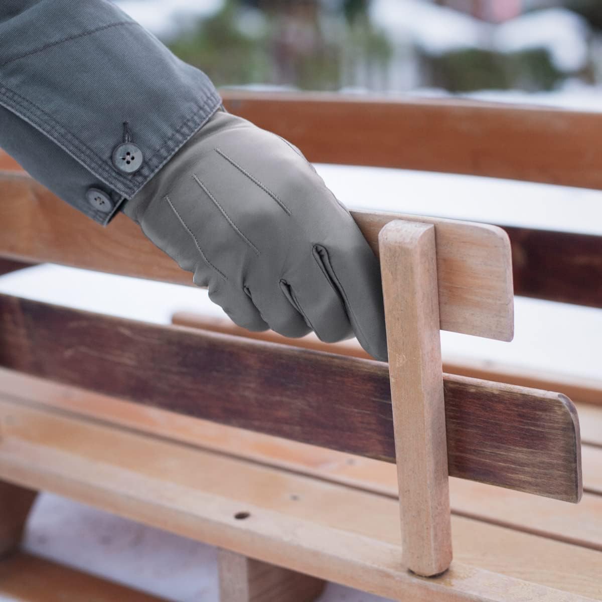 Downholme Touchscreen Leather Cashmere Lined Gloves for Men - Image 5