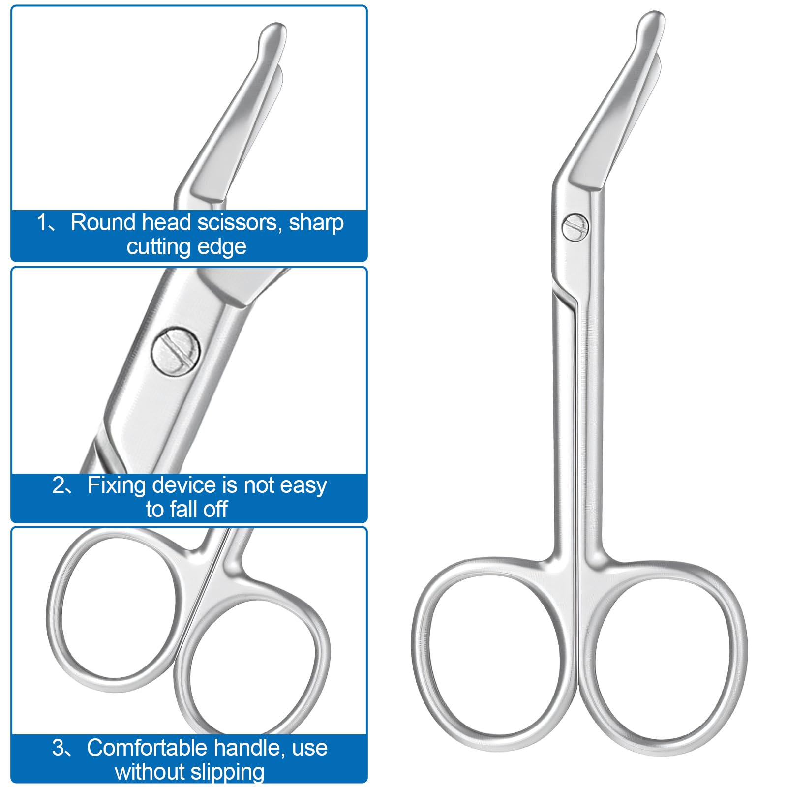 2 forbici per stomia, in acciaio inox, per bendaggi chirurgici, medici, curve, per colostomia, urotrostomia, medici, veterinari, assistenza domiciliare, 11,1 x 5,1 cm (argento)
