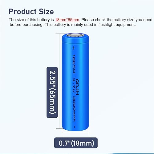 Miniatura 2 de Paquete de 2 baterías recargables 18650 de 3.7 voltios, 3000 mAh, 0.709 x 2.559 in, batería de litio plana para linterna, faro