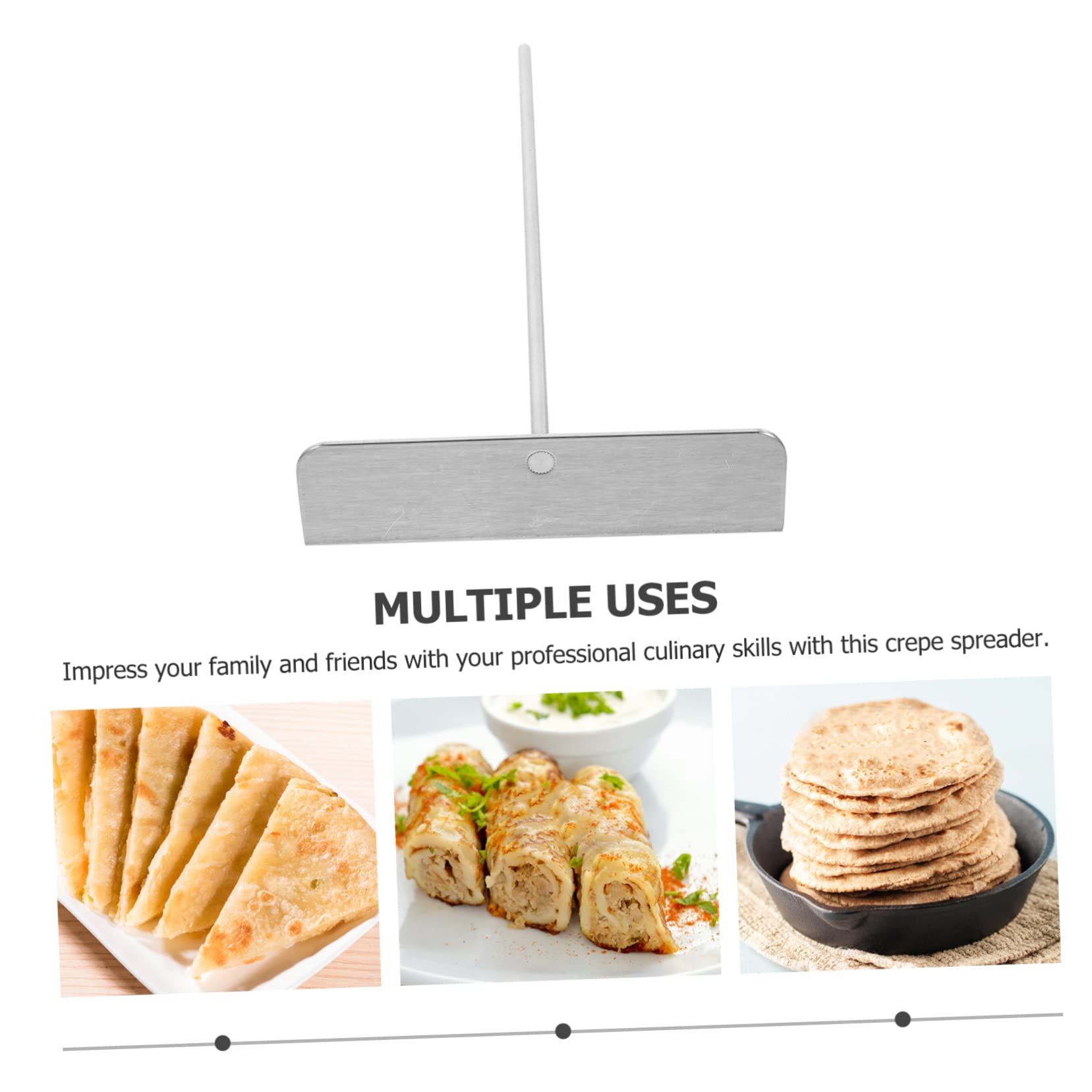 Garneck Crepe Spreader Tool Pancake Rake Non-stick Easy Flipper Long Handle for Batter Spread