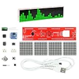 Yellow-DIY Led Music Spectrum Ds1302 Dot Matrix Clock Electronic Soldering Kit Rhythm Light with Micro Cable Usab Power Dc5V