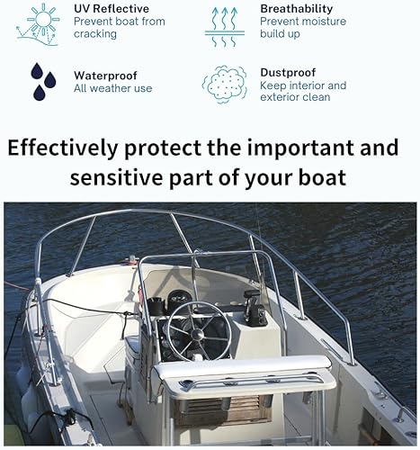 Miniatura 7 de SavvyCraft Cubierta de consola central impermeable para barco, cubierta de consola de barco de poliéster de grado marino 600D, tamaño grande, se