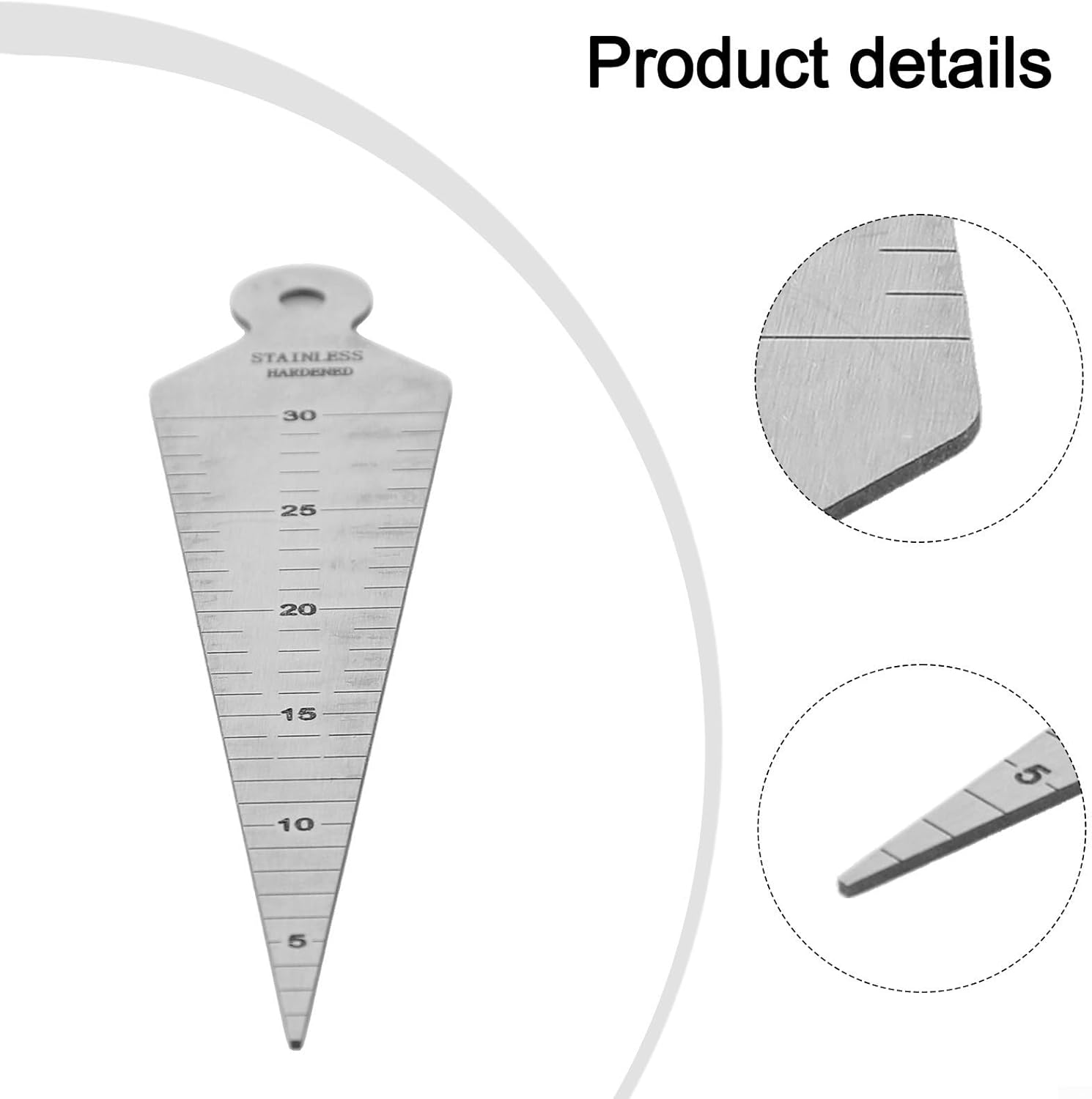 Steel Feeler Gauge Set, 5–30 mm Tapered Wedge Gap Measurement Tool Cylindrical Bores, Small Hole Diameters & Slots, 150 mm Length, 1.2 mm Thick, 1-Piece