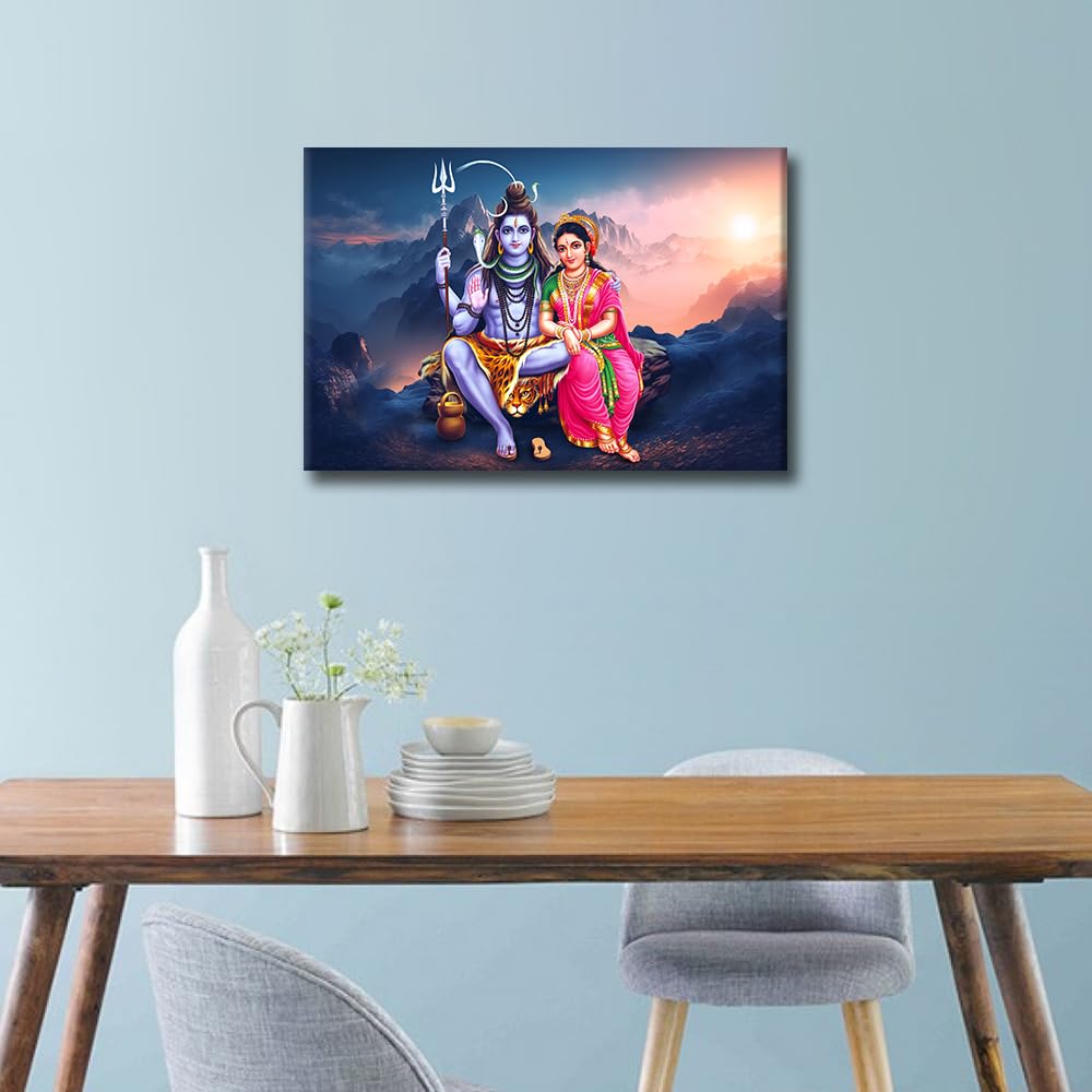 TISHIRON Wall Art for Living Room Lord Shiva Parvathi God Art Prints for Home Wall Decor India Religious Culture Posters for Office Home Hotel Wall Decoration Ready to Hang 24x16inch - Image 4
