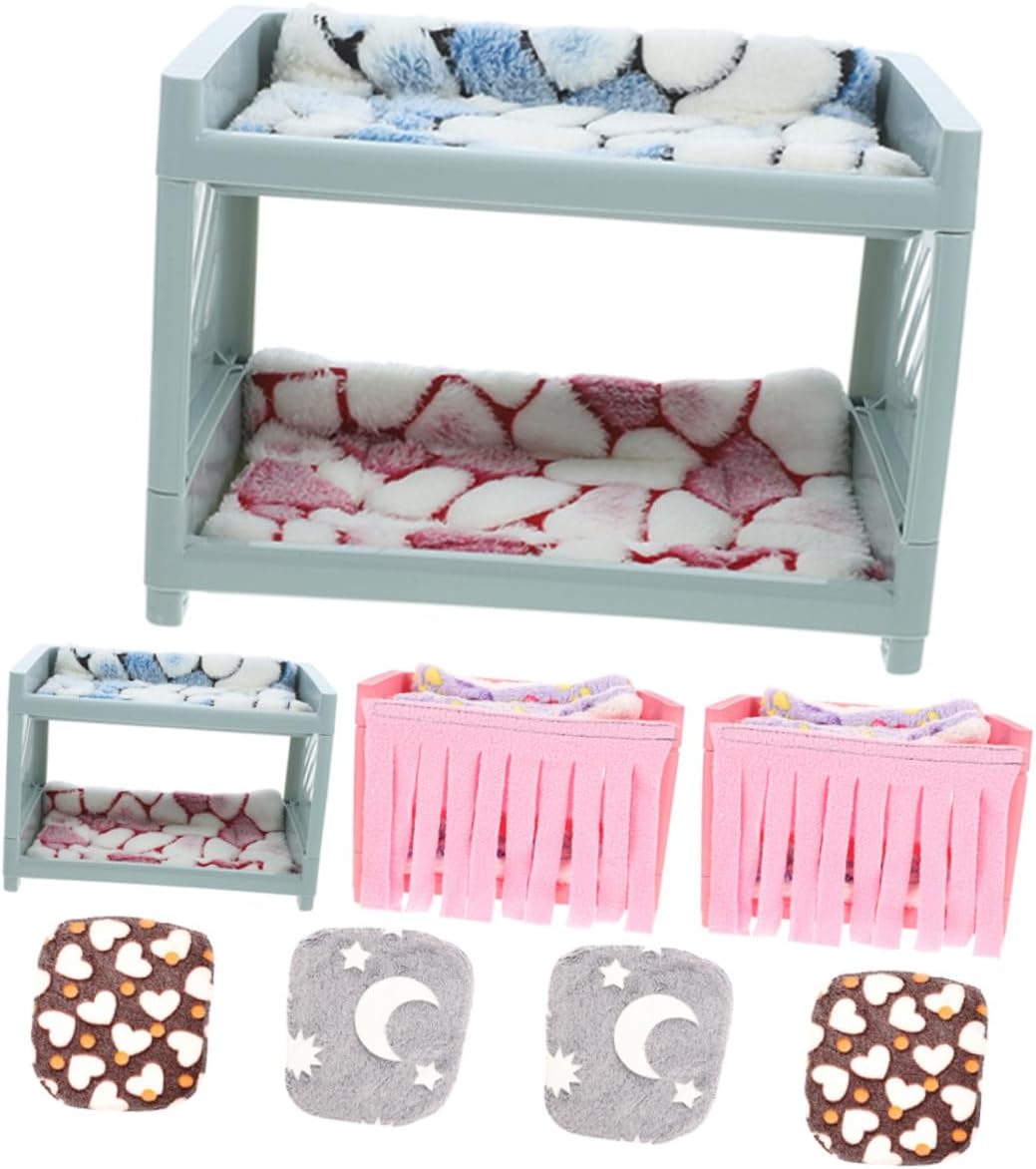 NUOBESTY Double-Layer Hamster Shelter House with Cushions and Blankets, Small Animal Hideout Bed for Guinea Pigs and Hamsters, Cozy Small Pets Sleeping Nest, 2 Sets Random Color