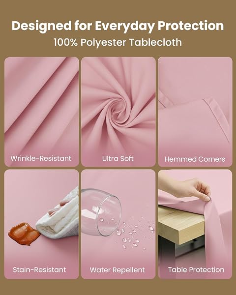 Utopia Kitchen Rectangle Table Cloth 2 Pack [60x102 Inches, Pink] Tablecloth Machine Washable Fabric Polyester Table Cover for Dining, Buffet Parties, Picnic, Events, Weddings and Restaurants - 3