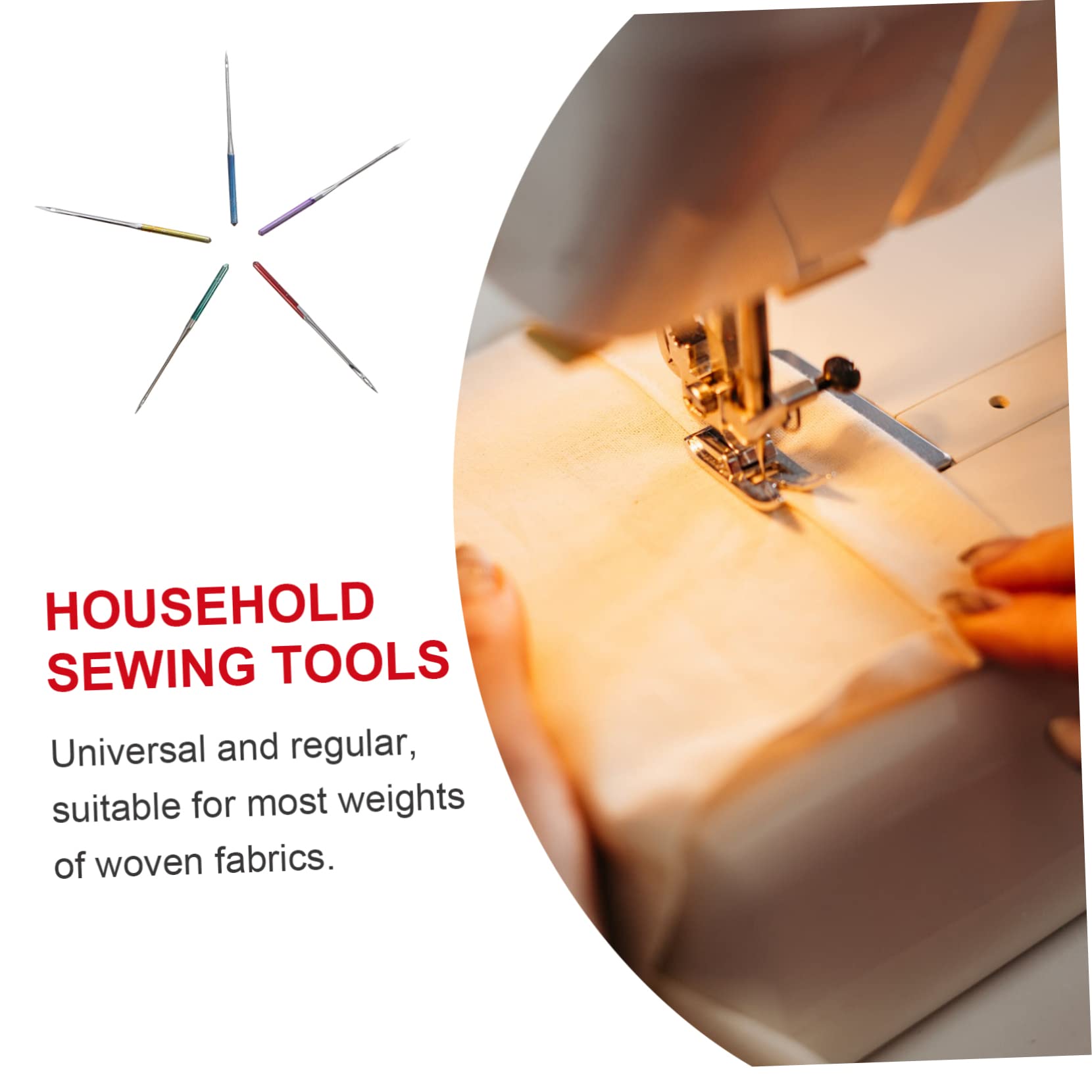 NUOBESTY Agujas De Metal Para Máquinas De Coser 50 Piezas, Multiusos y Anti-saltos, Compatibles Telas Elásticas, Herramientas De Costura Profesionales Para Uso Doméstico y Artesanal
