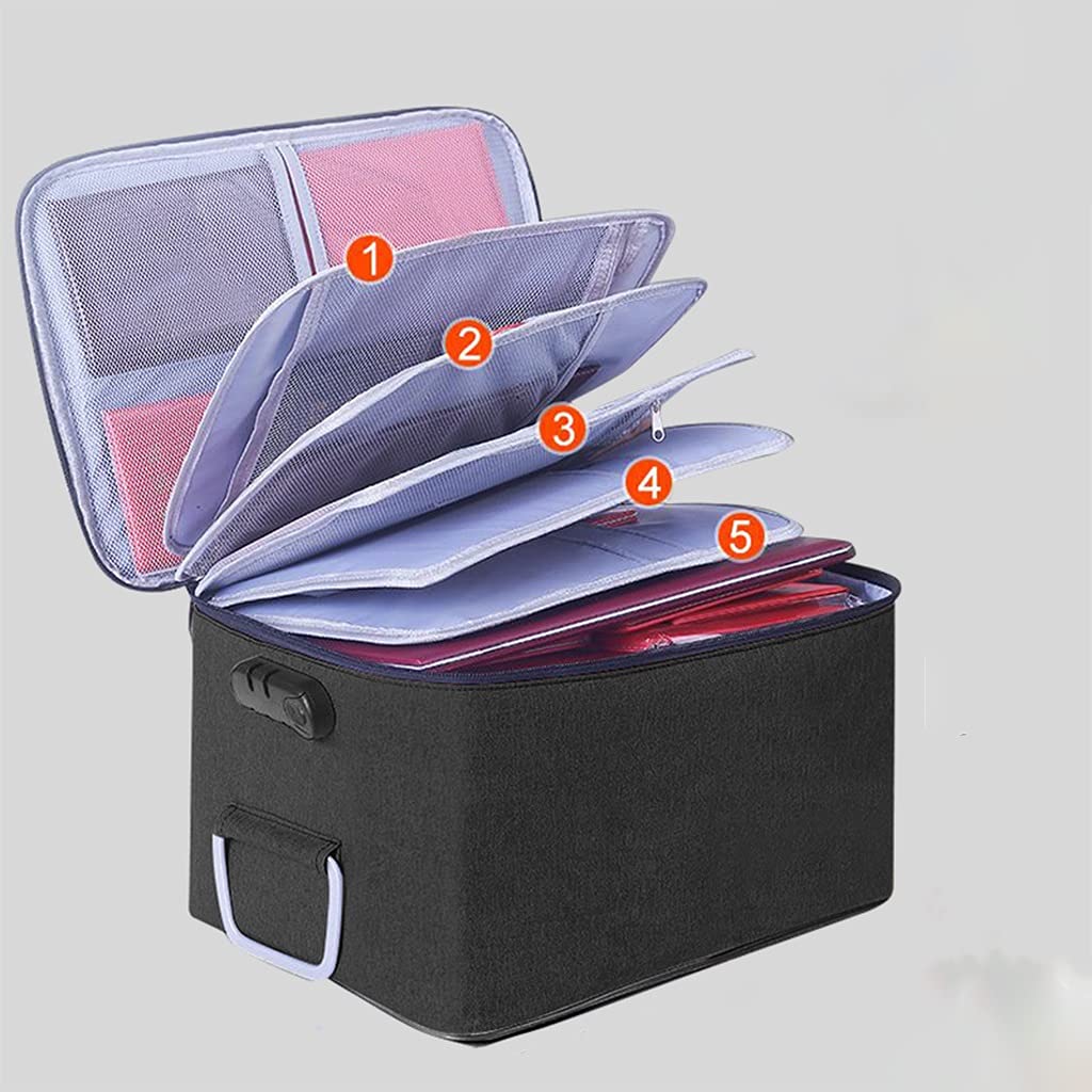 JFGCTYHXY Document organiser, Document Holder with Zipper, Important Organizer, Storage Bag Waterproof(Black)