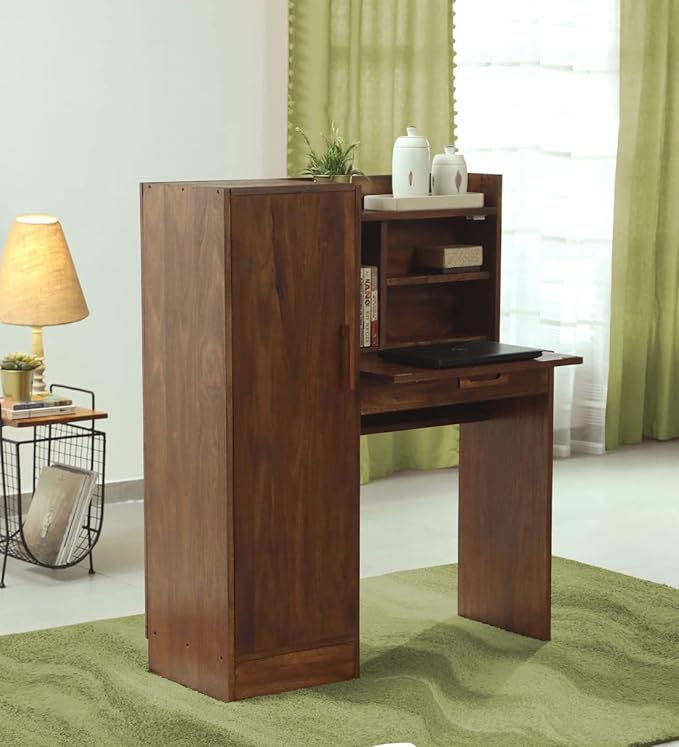 Solid Wood Laptop Table with Storage Unit Study/Writing Desk with