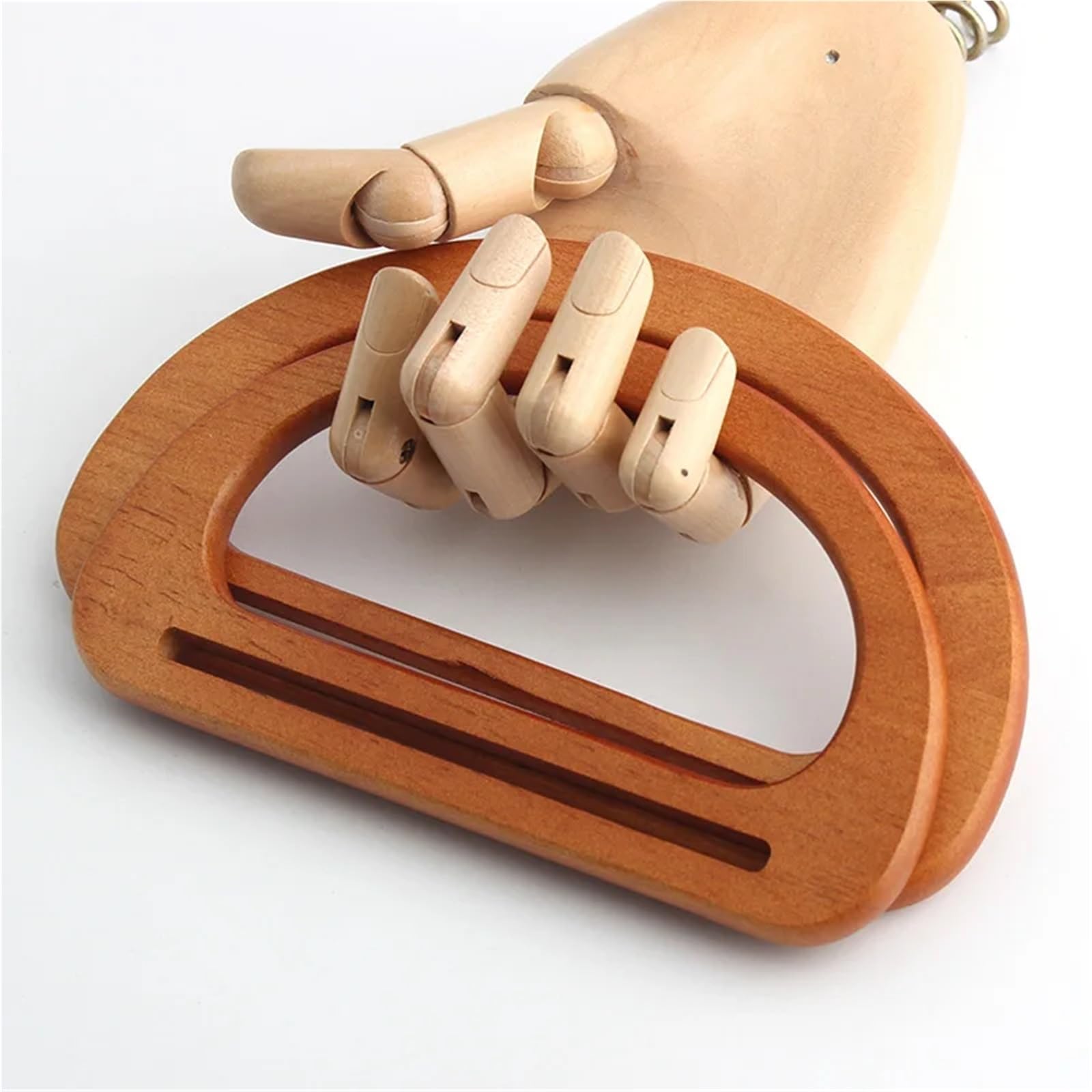MRKU Asa de Madera para Bolso, Accesorios para Bolsos, Manualidades, Bricolaje, 4 Piezas de 15 cm y 17 cm, Piezas en Forma de D, Soportes de Costura Hechos a Mano para Bolsos de Playa Hechos a Mano