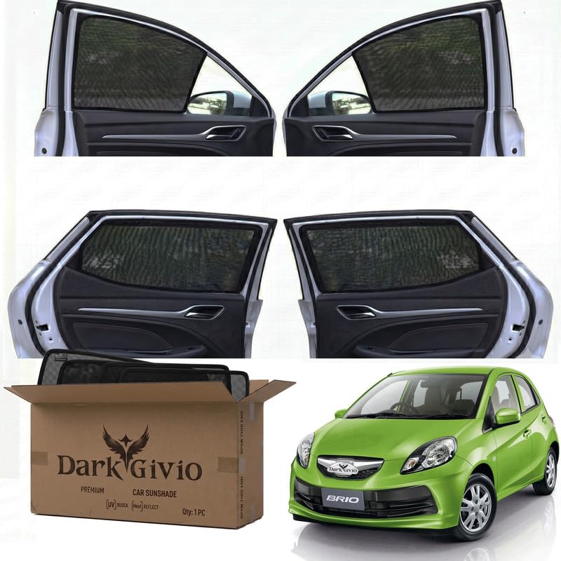Image of Car Window Sun Shade Protector for BRIO | Exact Fit Non-Magnetic Half Cut Sunshade (Set of 4 /6) | UV Blocker Side Window Car Curtains & Interior Accessory