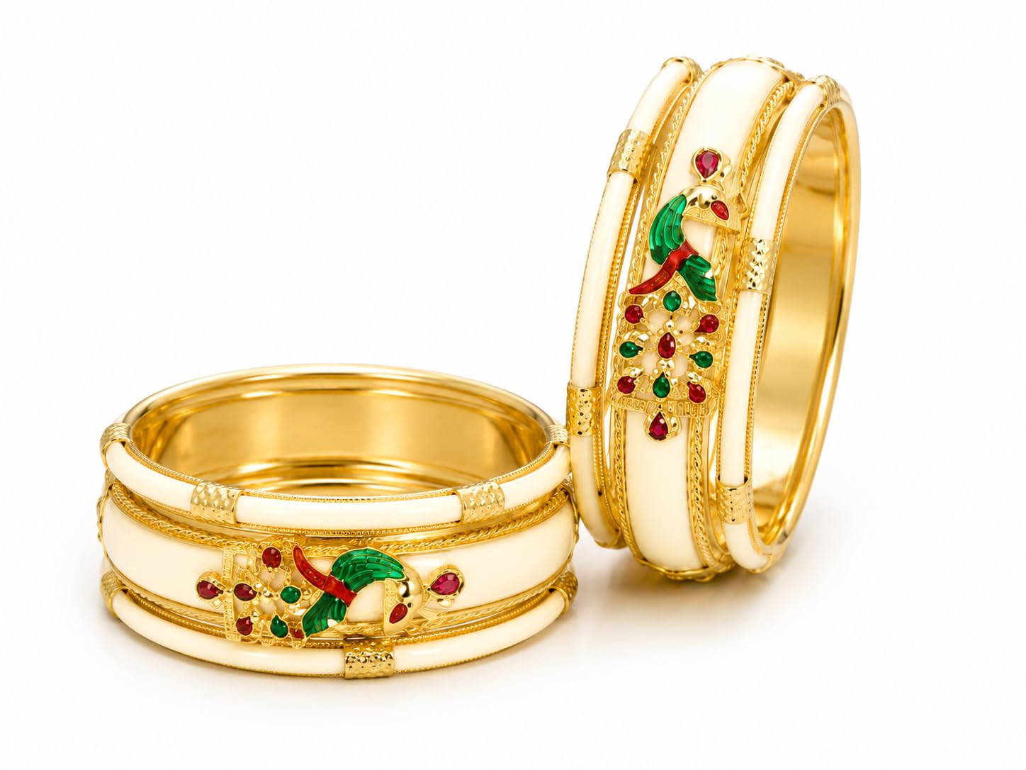 Jaipur Stylish Metal Print Kada Bangle Set for Women Luxury White Bangles-image-41