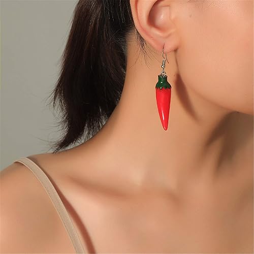 Miniatura 2 de coadipress Aretes colgantes de chile rojo para mujer, lindos y realistas de simulación vegetal, alimentos, resina, colgantes, aretes colgantes