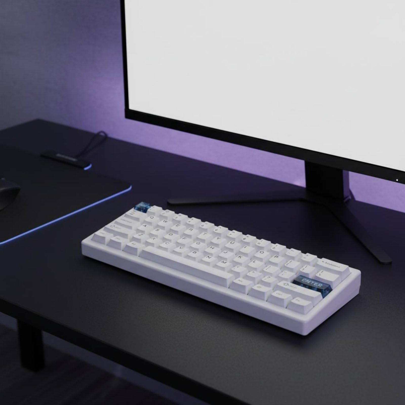 Teclado Mecánico Compacto Teclado Teclado Gaming Teclado Programable Teclado Retroiluminado con Software para Macros y Remapeo de Teclas Estructura, Blanco, Qk61 Inglés