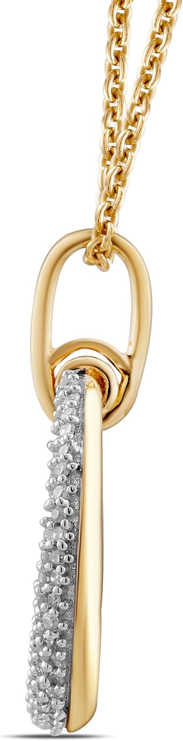 Amazon Essentials Yellow 14K Gold over Sterling Silver Round White 0.25 cttw Diamonds Circle Pendant Necklace, 18 inch Rolo Chain - Image 2